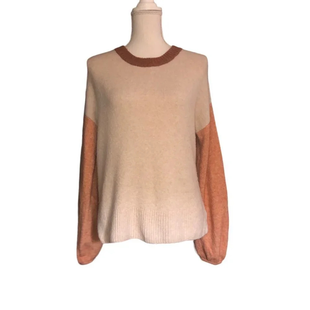 Madewell Sz M Women's "Payton" Pullover Color Block Alpaca Wool Knit Crewneck